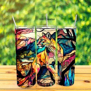 Cougar Stain glass Tumbler
